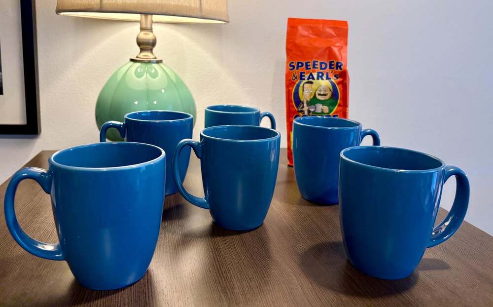 Seven Blue Corelle Coordinates Coffee Mugs